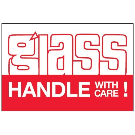 Bsc Preferred 2 x 3'' - ''Glass - Handle With Care - Thank You'' Labels, 500PK BUY00021200